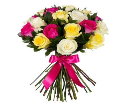 Букет из 19 разноцветных роз